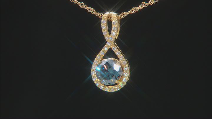 Blue and Colorless Moissanite 14k Yellow Gold Over Silver Pendant 2.99ctw DEW. Video Thumbnail