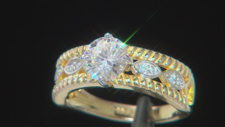 Moissanite 14k Yellow Gold Over Silver Ring 1.28ctw DEW Video Thumbnail