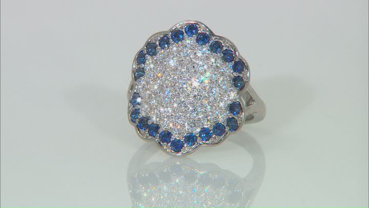 Moissanite And Blue Sapphire Platineve Ring 1.31ctw Video Thumbnail