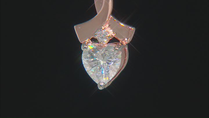 Moissanite 14k Rose Gold Over Sterling Silver heart Pendant 1.03ctw DEW Video Thumbnail