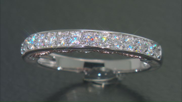 Moissanite Platineve and 14k rose gold over sterling silver band .56ctw DEW Video Thumbnail