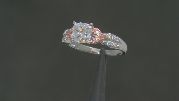 Moissanite Platineve and 14k rose gold over sterling silver ring 1.86ctw DEW Video Thumbnail