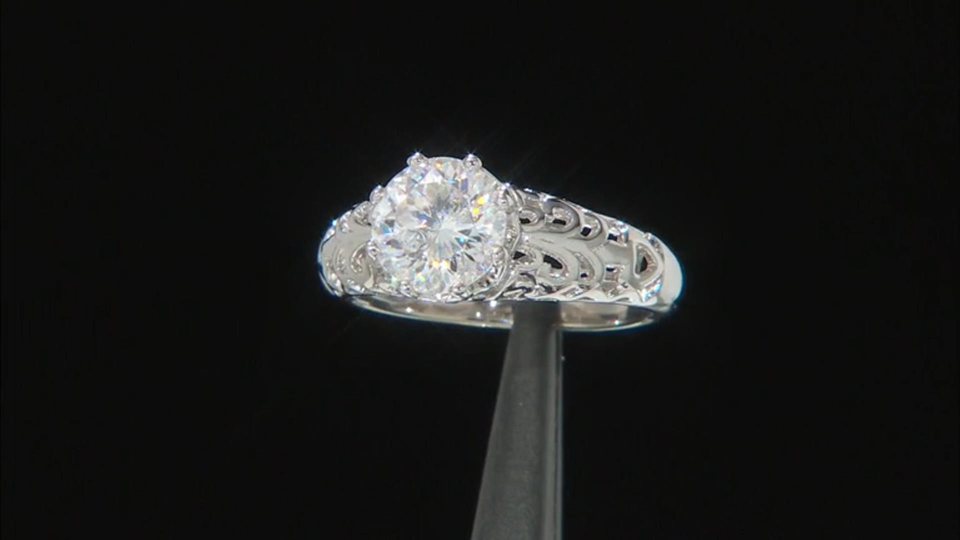 Moissanite Inferno Cut Platineve Solitaire Ring 2.17ct DEW. Video Thumbnail