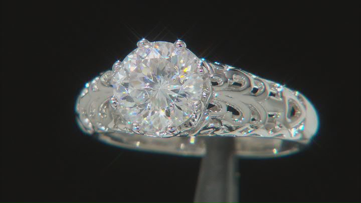 Moissanite Inferno Cut Platineve Solitaire Ring 2.17ct DEW. Video Thumbnail