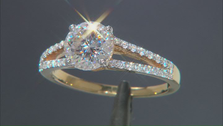 Moissanite Inferno Cut 14k Yellow Gold Over Silver  Ring 2.49ctw DEW. Video Thumbnail