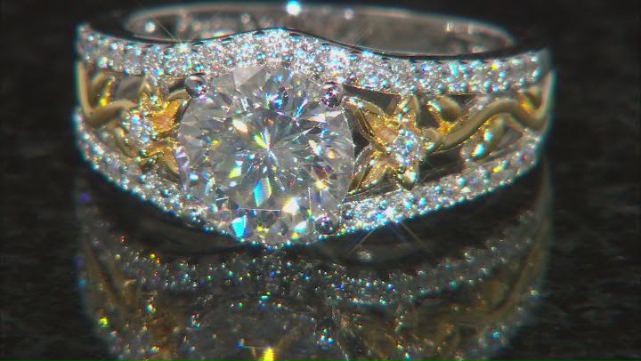 Moissanite Inferno Cut Platineve Two Tone Ring 2.63ctw DEW. Video Thumbnail