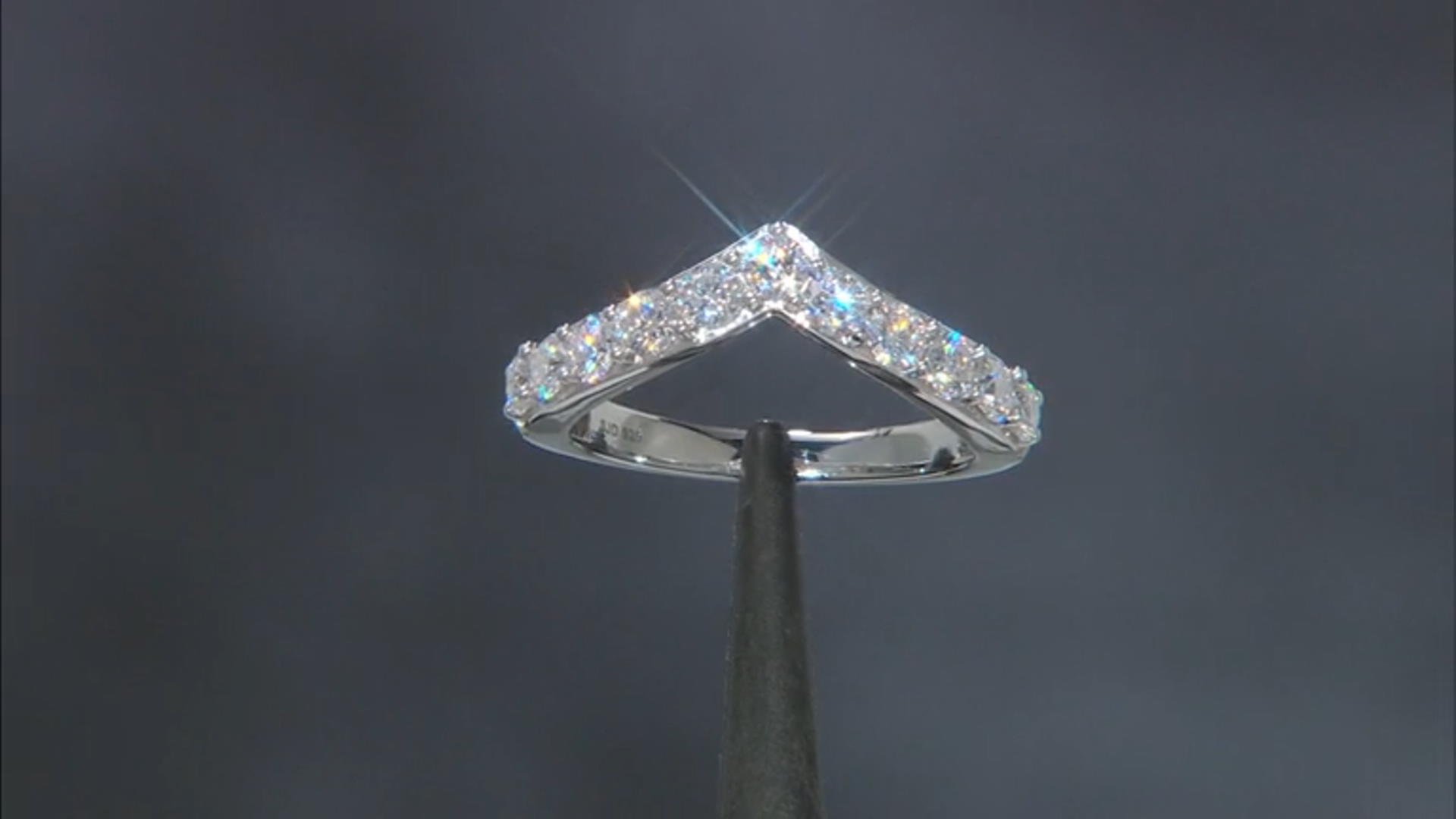 Moissanite Platineve Chevron ring 1.10ctw DEW Video Thumbnail