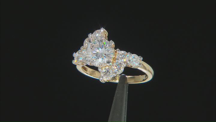 Moissanite 14k Yellow Gold Over Silver Ring 3.18ctw DEW. Video Thumbnail
