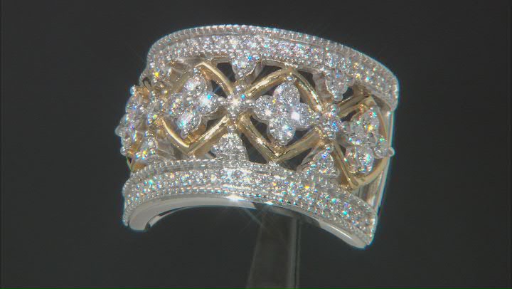Moissanite Platineve And 14k Yellow Gold Over Silver Ring 1.17ctw DEW. Video Thumbnail