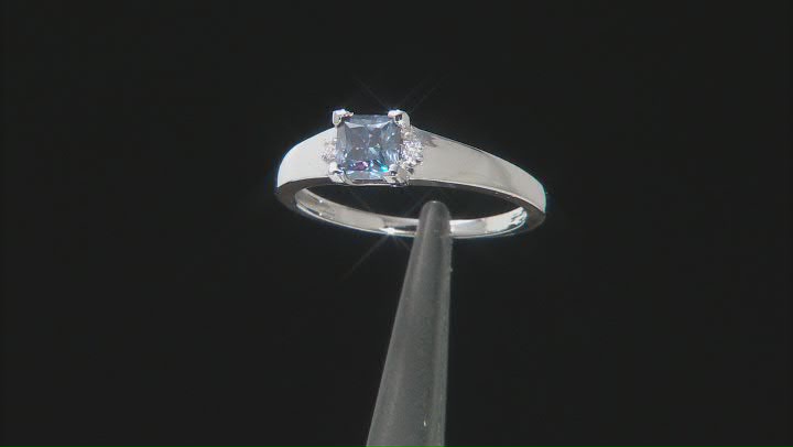 Blue and Colorless Moissanite Platineve Ring .72ctw DEW. Video Thumbnail
