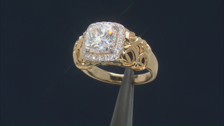 Moissanite 14k Yellow Gold Over Silver Ring 2.60ctw DEW Video Thumbnail