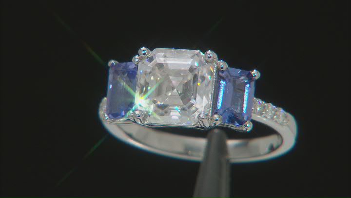 Moissanite And Tanzanite Platineve Ring 3.08ctw DEW. Video Thumbnail