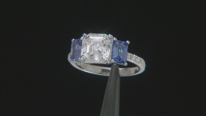 Moissanite And Tanzanite Platineve Ring 3.08ctw DEW. Video Thumbnail