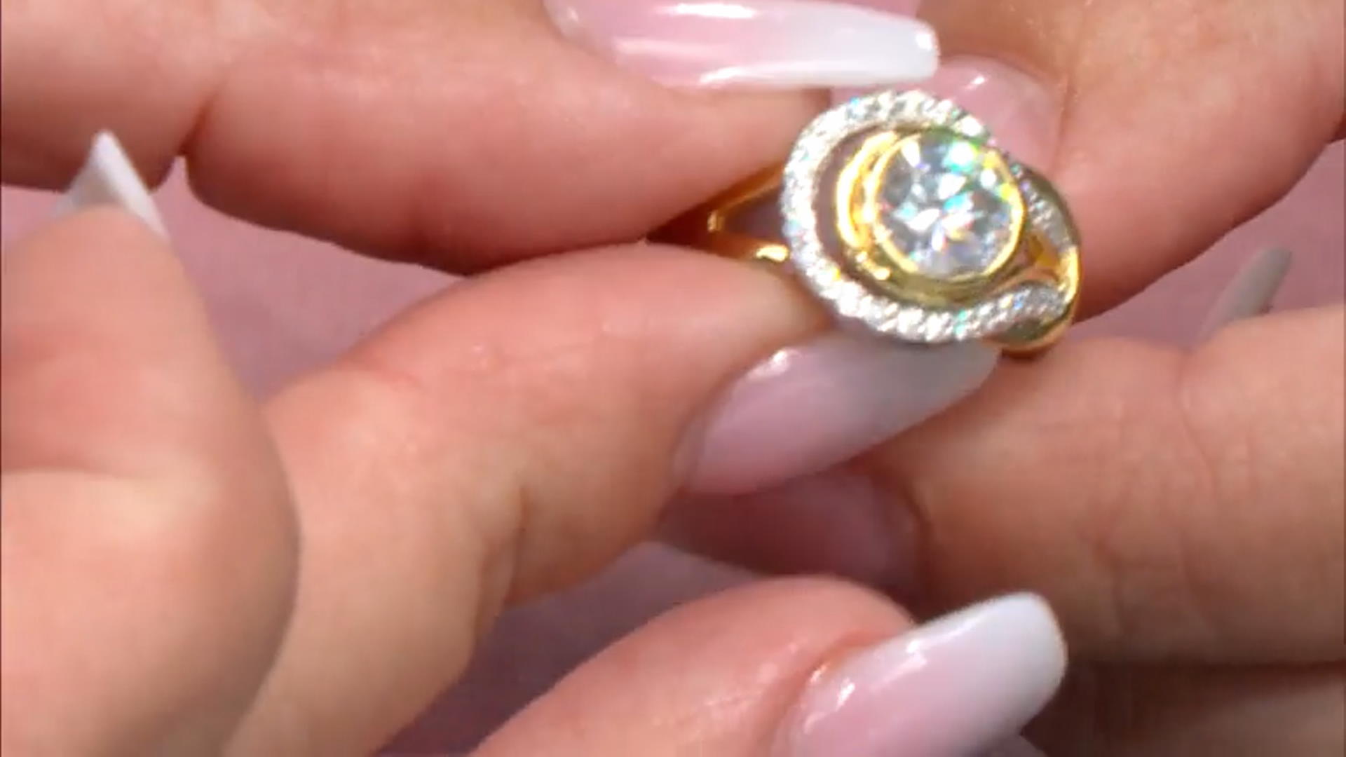 Moissanite Platineve And 14k Yellow Gold Over Silver Ring 1.46ctw DEW. Video Thumbnail
