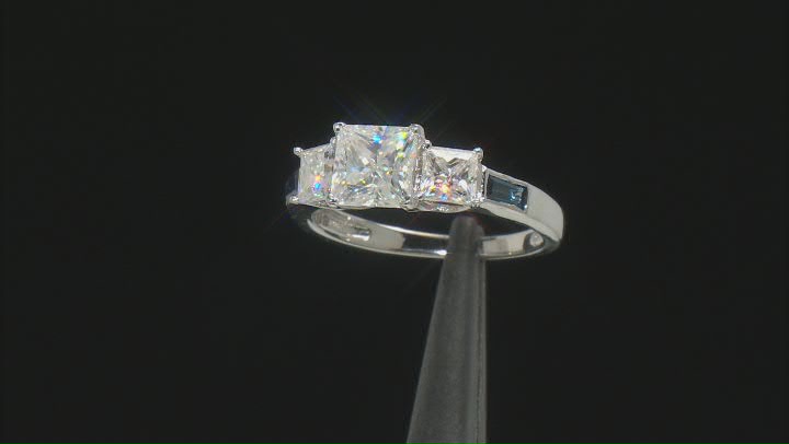 Moissanite And Blue Sapphire Platineve Ring 1.94ctw DEW Video Thumbnail