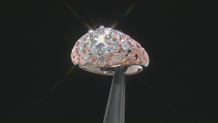 Moissanite Platineve And 14k Rose Gold Over Silver Ring 2.14ctw DEW Video Thumbnail