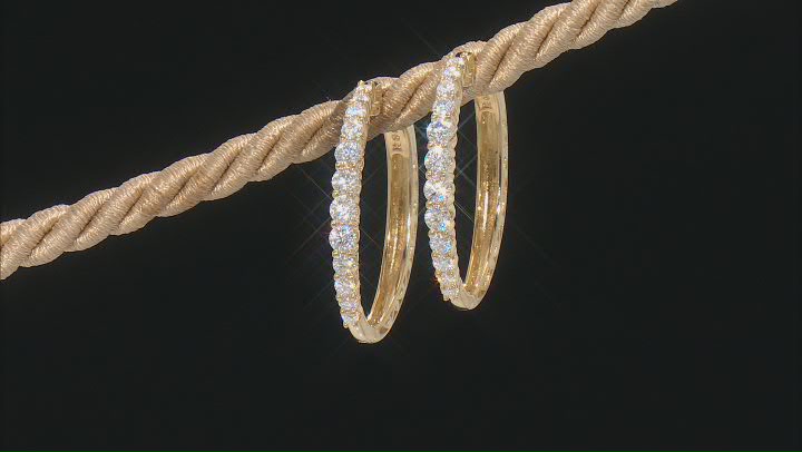 Moissanite 14k Yellow Gold Over Silver Hoop Earrings 1.48ctw DEW Video Thumbnail