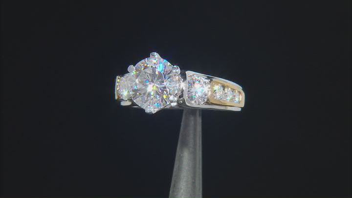 Moissanite Platineve And 14k Yellow Gold Over Silver Ring 3.78ctw D.E.W Video Thumbnail