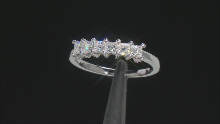 Moissanite Platineve And14k yellow gold over silver ring set of two bands 1.20ctw DEW Video Thumbnail