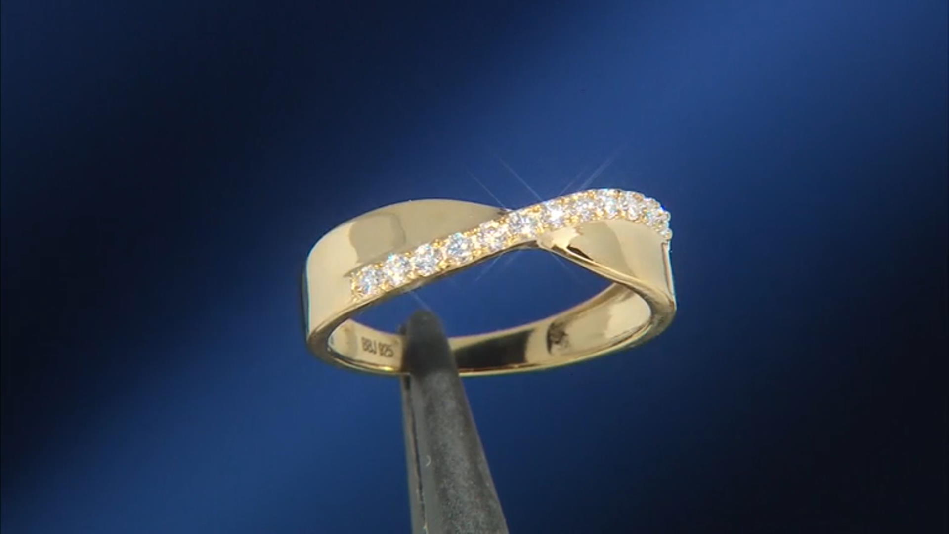 Moissanite 14k yellow gold over silver ring .36ctw DEW Video Thumbnail
