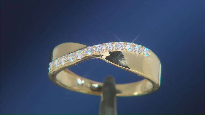 Moissanite 14k yellow gold over silver ring .36ctw DEW Video Thumbnail