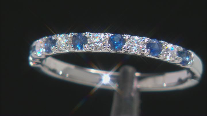 Moissanite And Blue Sapphire Platineve ring .18ctw DEW Video Thumbnail