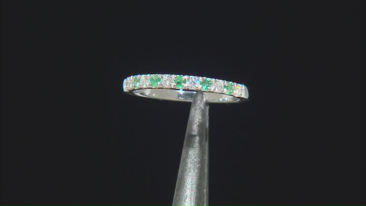 Moissanite And Zambian Emerald Platineve ring .18ctw DEW Video Thumbnail