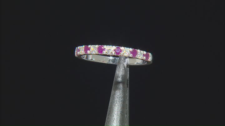 Moissanite And Mozambique Ruby Platineve ring .18ctw DEW Video Thumbnail