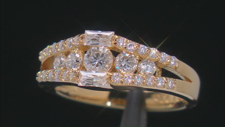 Moissanite 14k Yellow Gold Over Silver Ring .95ctw DEW. Video Thumbnail