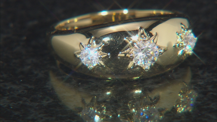 Moissanite 14k yellow gold over sterling silver ring .43ctw DEW Video Thumbnail