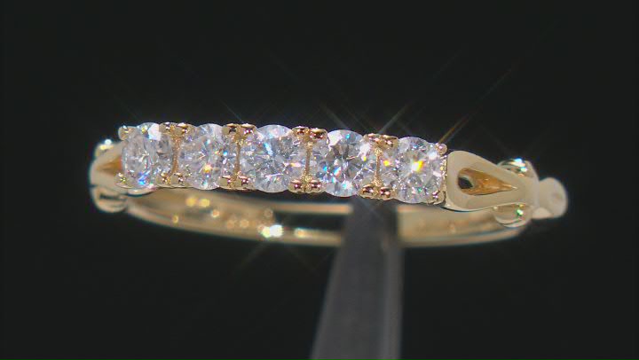 Moissanite 14k yellow gold over sterling silver band ring .50ctw DEW Video Thumbnail
