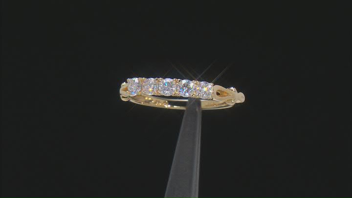 Moissanite 14k yellow gold over sterling silver band ring .50ctw DEW Video Thumbnail