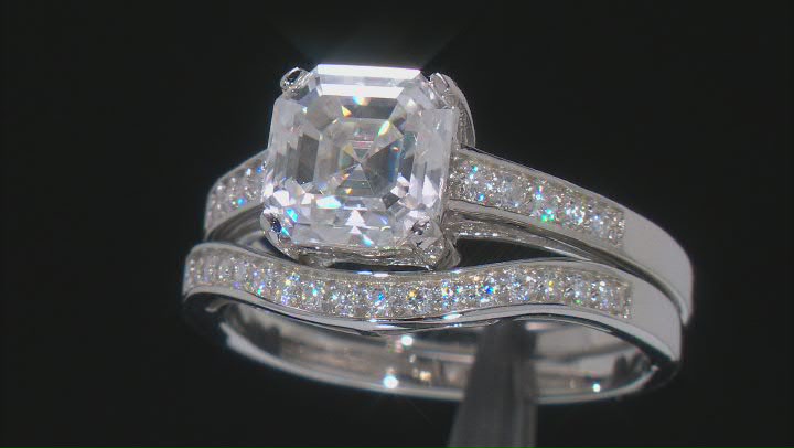 Moissanite Platineve Ring With Band 3.28ctw DEW. Video Thumbnail