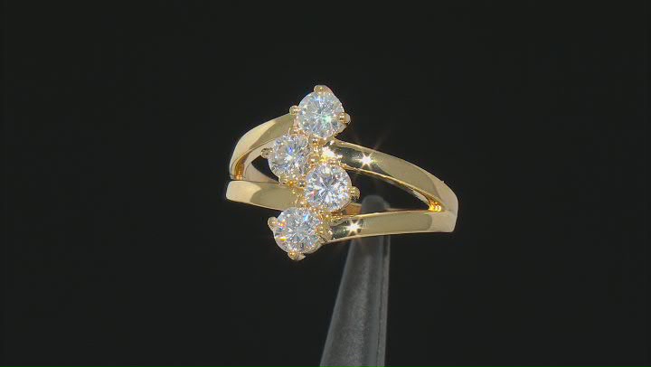 Moissanite 14k yellow gold over silver ring .92ctw DEW. Video Thumbnail