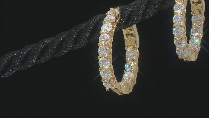 Moissanite 14k Yellow Gold Over Silver Inside Out Hoop Earrings 2.40ctw D.E.W Video Thumbnail