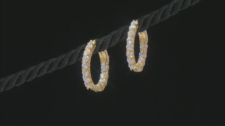 Moissanite 14k Yellow Gold Over Silver Inside Out Hoop Earrings 2.40ctw D.E.W Video Thumbnail