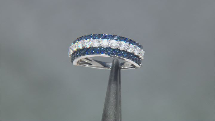 Moissanite And Blue Sapphire Platineve Ring .72ctw D.E.W Video Thumbnail