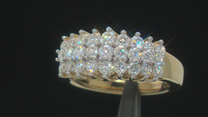 Moissanite 14k yellow gold over silver ring 1.14ctw DEW. Video Thumbnail