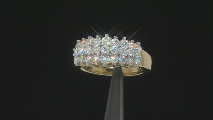 Moissanite 14k yellow gold over silver ring 1.14ctw DEW. Video Thumbnail