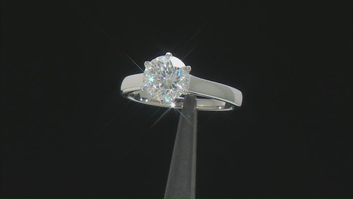 Moissanite Inferno cut Platineve Solitaire ring 2.17ct DEW. Video Thumbnail