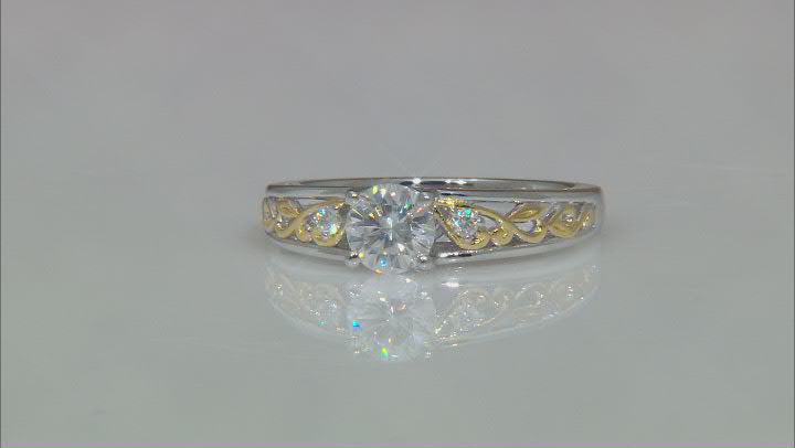 Moissanite Platineve And 14k Yellow Gold Over Silver    Ring .86ct D.E.W Video Thumbnail