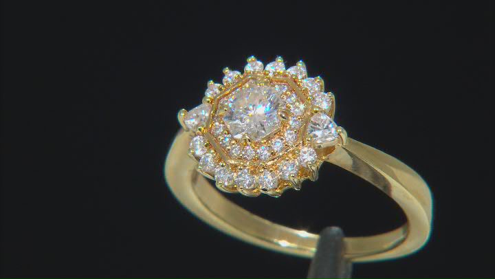 Moissanite 14k yellow gold over sterling silver ring .93ctw DEW Video Thumbnail