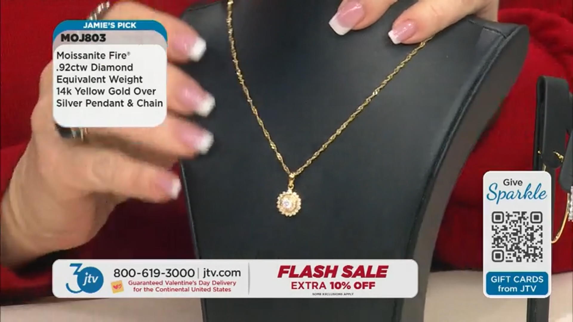 Moissanite 14k yellow gold over sterling silver pendant .92ctw DEW Video Thumbnail