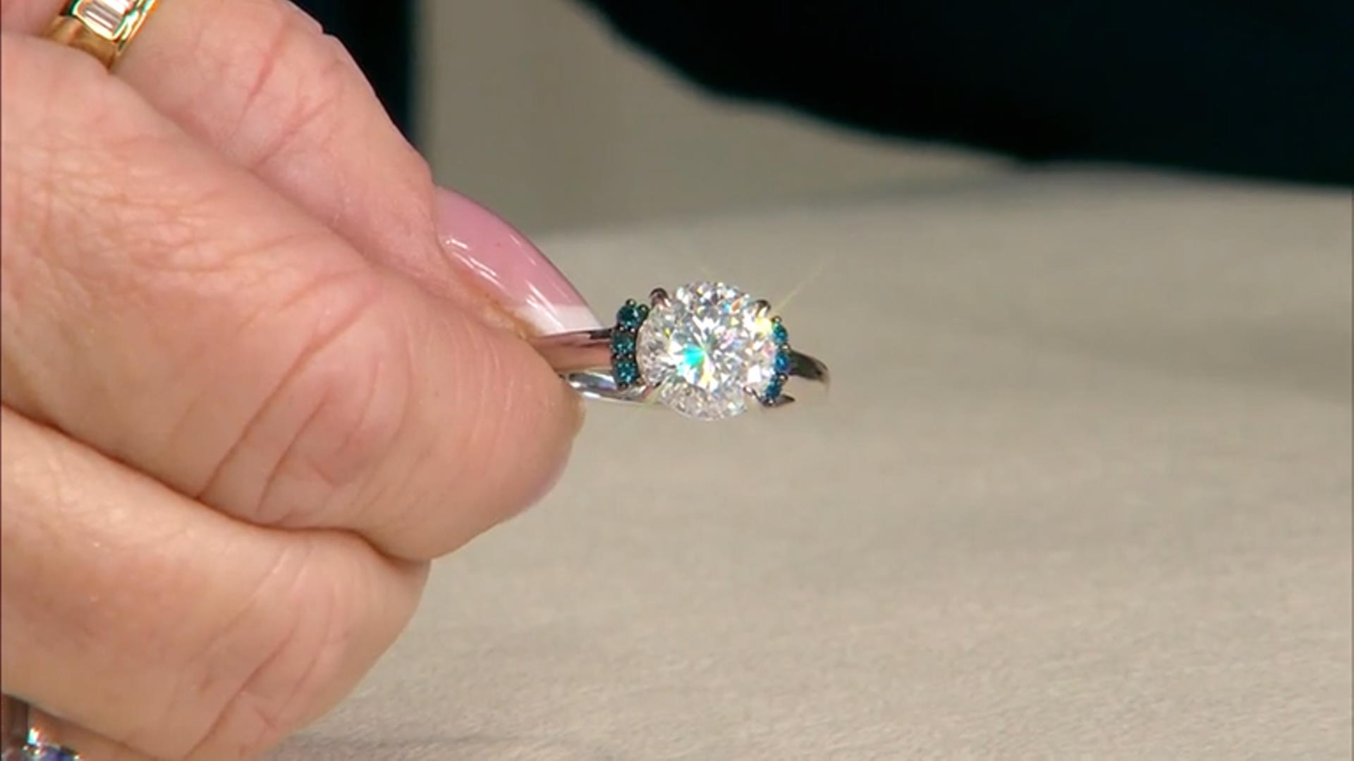 Moissanite And Blue Diamond Platineve Ring 4.31ctw DEW Video Thumbnail