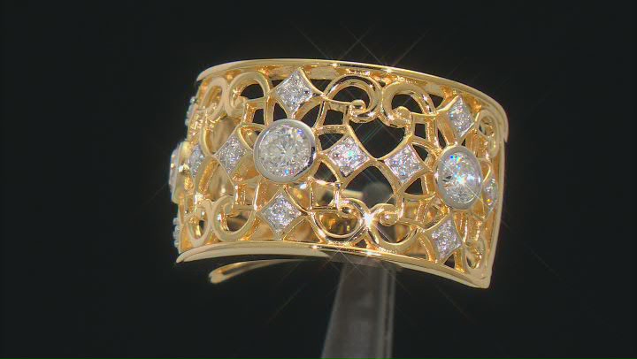 Moissanite 14k yellow gold over sterling silver ring .60ctw DEW Video Thumbnail