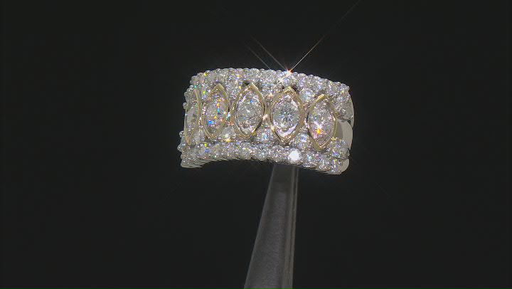 Moissanite platineve and 14k yellow gold over silver ring 2.06ctw DEW Video Thumbnail