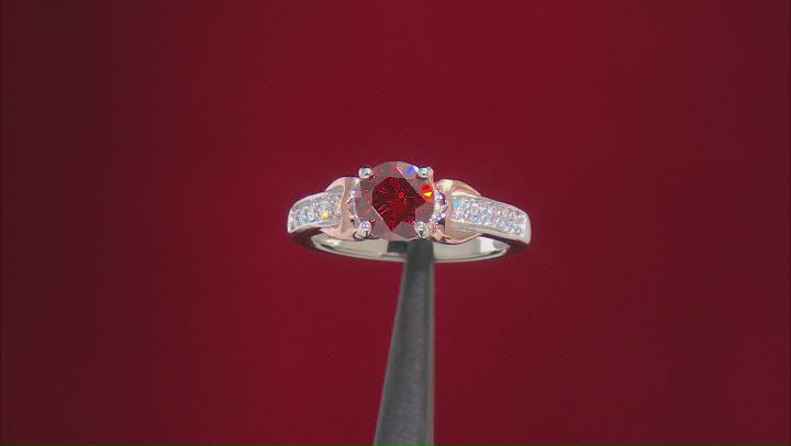 Red and Colorless Moissanite Platineve Ring 1.40ctw DEW. Video Thumbnail