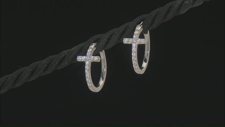 Moissanite Platineve Cross Hoop Earrings .52ctw DEW Video Thumbnail