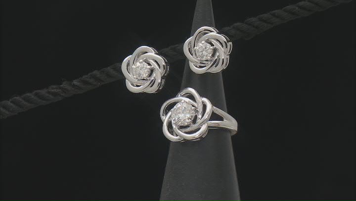 Moissanite Platineve Ring And Earring Set 2.20ctw DEW Video Thumbnail