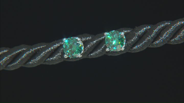 Green moissanite platineve stud earrings 1.00ctw DEW. Video Thumbnail